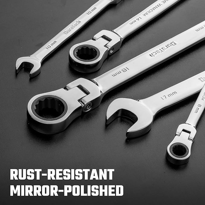 DURATECH 14mm Flex-Head Ratcheting Combination Wrench, Metric | 72-Tooth, CR-V Steel