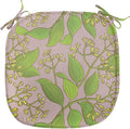 Lunarable Cinnamon Chair Seating Cushion, Plantation Floral Pattern on a Plain Background, Anti-Slip Seat Padding for Kitchen & Patio, 16"x16", Yellow Green Olive Green