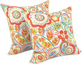 LVTXIII Outdoor Throw Pillows, Decorative Throw Pillows with Inserts, 16"x16" Square Pillows for Bed, Couch, Sofa and Patio Furniture, Set of 2, Flower Multi