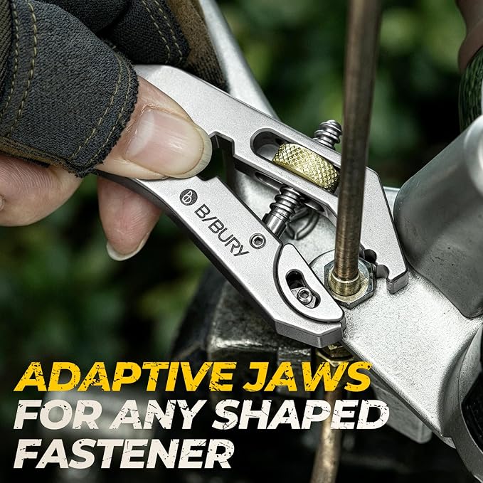 BIBURY Mini Multitool Pliers, 5-in-1 Pocket Grip Wrench with Adaptive Parallel Jaws, Heavy Duty 420HC Stainless Steel Pocket Multi Tool with Screwdriver, Pipe Grip and Bottle Opener for EDC Fix Tool