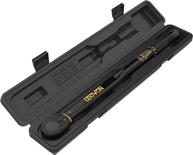 LEXIVON 1/2-Inch Drive Click Torque Wrench 10~150 Ft-Lb/13.6~203.5 Nm + Set of 1/2-Inch Flip Impact Socket, 6 Total Lug Nut Sizes