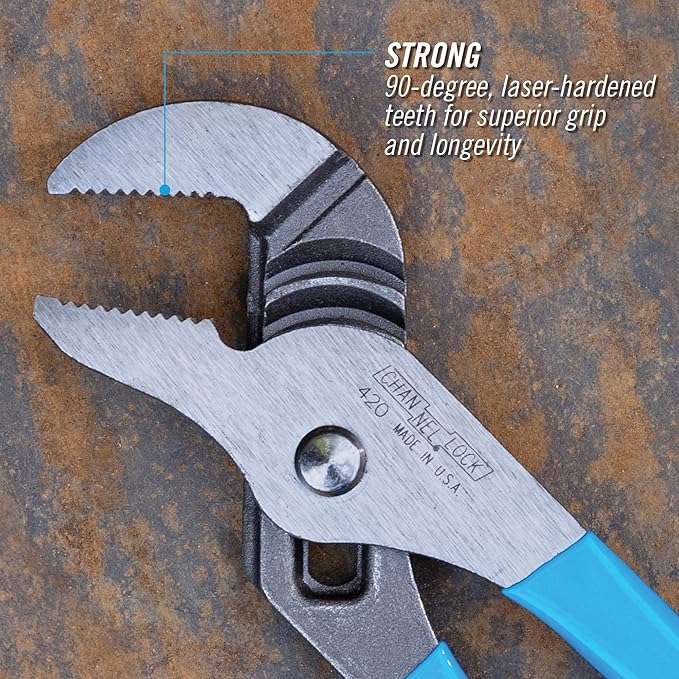 Channellock Tongue and Groove Plier 420-1.5-Inch Jaw Capacity, Straight Jaw - 9.5-Inch