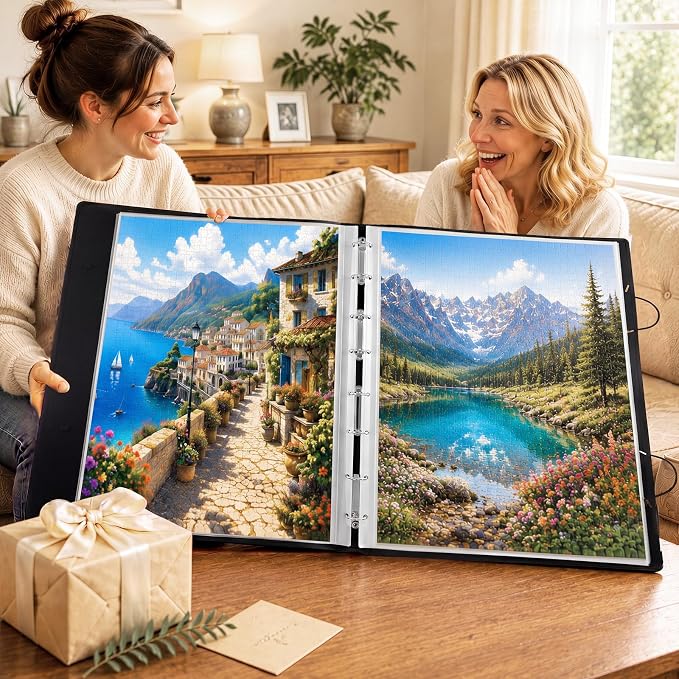 Puzzle Storage Folder for 1000 Pieces 35 Sheet/70 Puzzles 50 Set Stickers, 28.35" x 21.26" Large Capacity Jigsaw Book Holder Storage Binder Saver for Jigsaw Enthusiasts