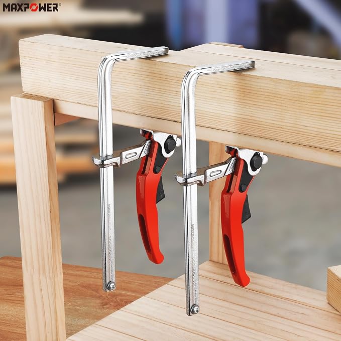 MAXPOWER Ratcheting Table Clamp, Quick Release Clamp For MFT and Guide Rail System, Bar Clamp with 7 7/8" Capacity x 2 3/8" Throat Depth, 530 lbs Clamping Force - 2 Pack