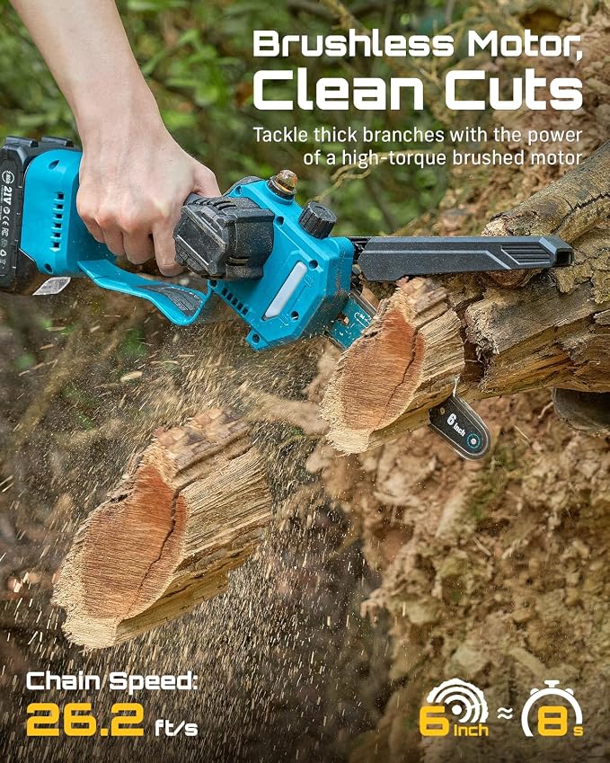 SEESII 2-in-1 Cordless Pole Saws & Mini Chainsaw 6 Inch for Tree Trimming | 2 x 4000mAh Batteries, Handheld Cutter with 10FT Extension Pole for Pruning, Yard Cleanup, Ideal for Homeowners Gardeners