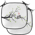 Lunarable Owls Chair Cushion Pads Set of 2, Owls in Love Sitting on a Branch Leaf Leaves Hearts Romance Themed Art, Anti-Slip Seat Padding for Kitchen & Patio, 16"x16", Apple Green Red Black