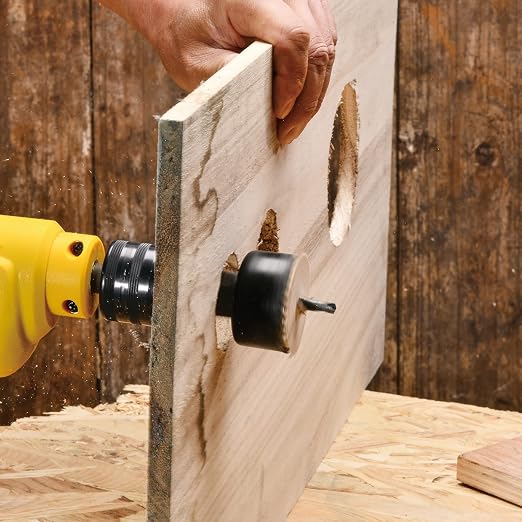 KATA Hole Saw Kit, 18 Pieces Hole Saw Set with 3/4"-5"(19-127mm) Saw Blade, 2 Mandrels, 2 Drill Bits, 1 Installation Plate, 1 Hex Key with Case, Ideal for Soft Wood, Plywood, Drywall, PVC