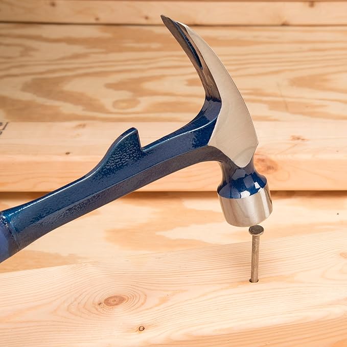 ESTWING Hammertooth Hammer - 22 oz USA Made Straight Rip Claw Hammer with Milled Face & Shock Reduction Grip - E6-22TM