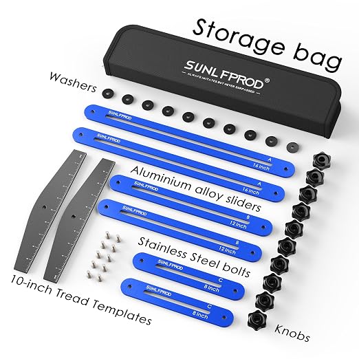 Stair Tread Template Tool - Solid Stair Tread Gauge, Stair Tools for Stair Measuring Tool Stair Gauge Jig Stair Template Stair Step Tool Shelf Template Projects (Blue-Gray)