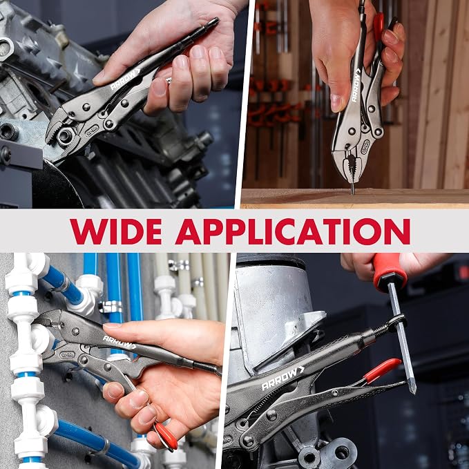 ARROW 7" Curved Jaw Locking Pliers with Screw Extractor