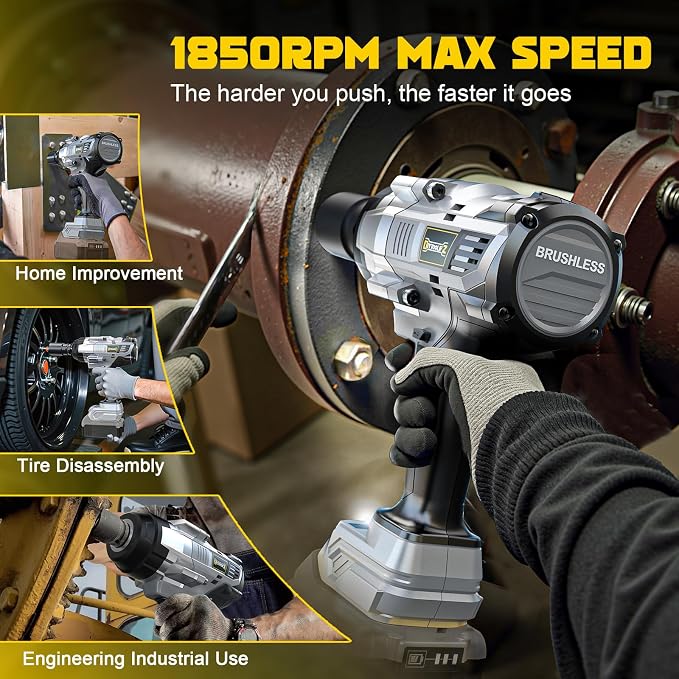 DIYtoolifz Cordless Impact Wrench 1/2" Compatible with DeWalt 20V Battery, 1700 Ft-lbs (2300 Nm) High Torque Impact Driver, Electric Impact Gun with 4 Modes & LED Light for Car, Truck(Bare Tool)