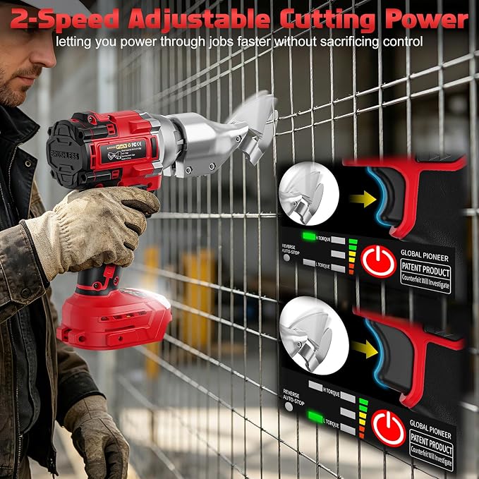 Cordless Metal Shear Compatible for Milwaukee 18V, Brushless Electric Metal Shears 1600RPM for HVAC Ducts, Auto Body Panels &Fencing,Stainless Steel Cutter with LED Light (Tool Only