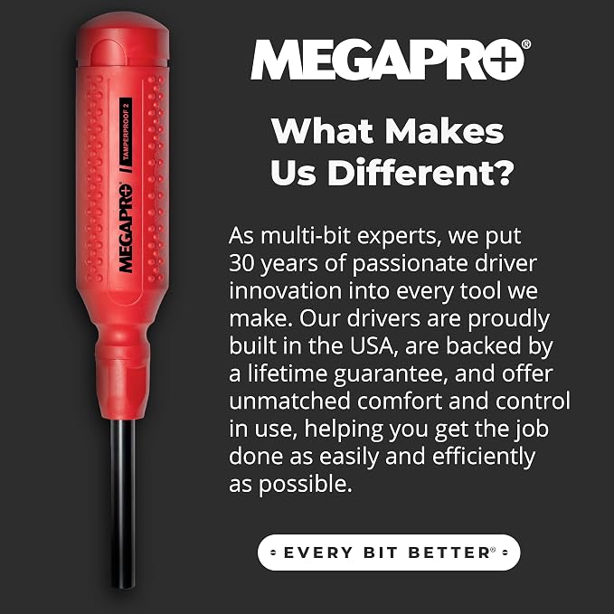 Megapro Tamperproof Security Screwdriver Set | Multi-Bit Screwdriver with ¼” Hex Shaft | Next Gen Tamperproof Security Bits |Tri-wing bits | | Compact Security Bit Set (Next-Gen)