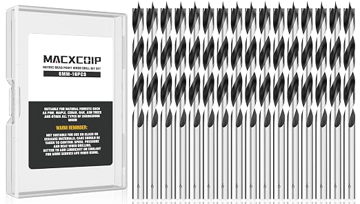 Brad Point Wood Drill Bit Set, 16Pcs 6MM Metric Drill Bit Set with Double Flutes Design for Carpenter Woodworking and All Types of Wood