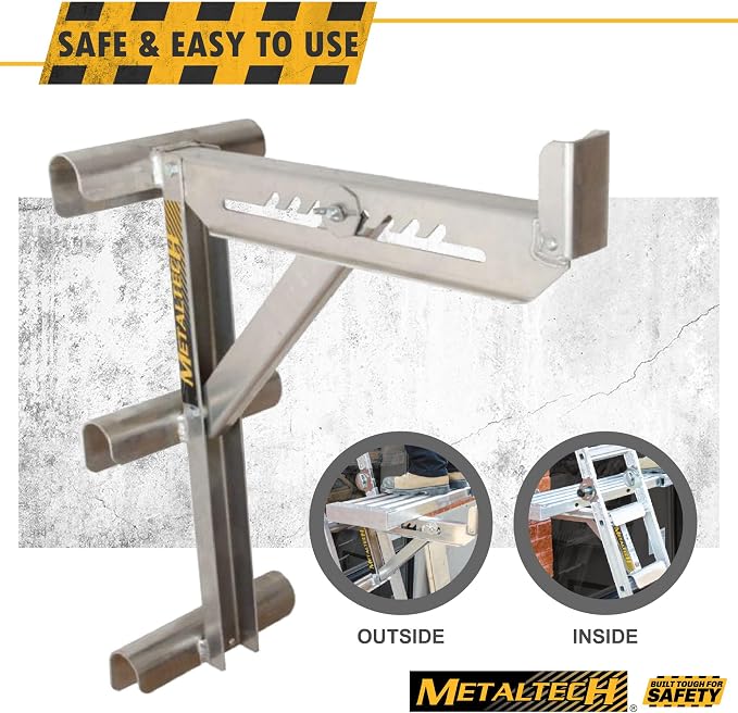 Metaltech 1 Unit 3-Rung Ladder Jack E-LJ30, Aluminum Jack for Scaffolding Extensions and Work Platforms, Scaffold, Masonry, Painting, Roofing Tool for Job Site and Home Improvement