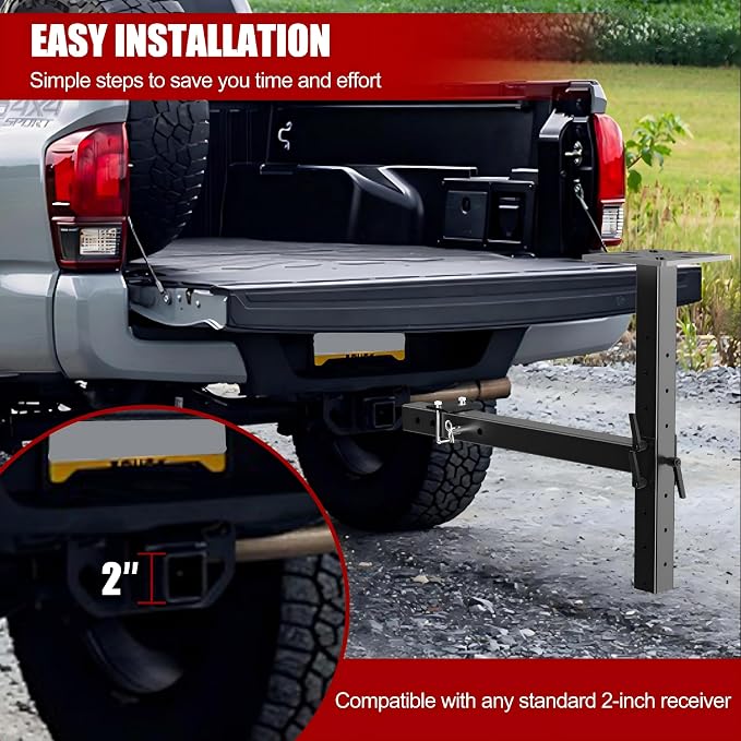Heavy-Duty Hitch Mount Vise Plate Holder with Adjustable Height - Fits 2 inch x 2 inch Receiver with Standard Mounting Vise Plate