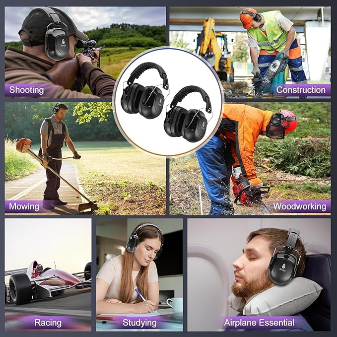 Floriogra 3 Pack Noise Reduction Ear Protection, Hearing Protection Ear muffs SNR 34dB Noise Cancelling Headphones for Adults Kids Autism, Sound Proof Earmuffs for Mowing/Construction/Work