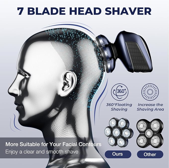 Head Shavers for Bald Men: 5-in-1 Electric Razor - Waterproof Wet Dry Shaving - Professional Grooming Kit for Balder - Rechargeable Head Shavers for Face/Beard Gifts for Father's Day