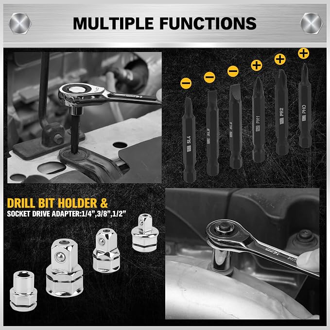 ELEAD 33-Piece Combination Ratchet Wrench Set | SAE & Metric Sizes (1/4" to 3/4" & 6-18mm) | 72-Tooth Gear Design | CR-V Steel | Organizer Carry Case | Ideal for Mechanics & DIY