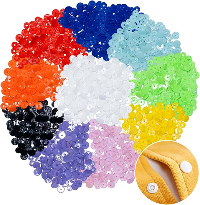 NXTOV 960pcs Plastic Snaps Kit, T5 Size No-Sew Buttons with 10 Colors (24 Sets per Color) – 240 Sets Total, Snap Fasteners for DIY Crafts, Clothing Repair & Fabric Projects (Tools Not Included)