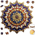Delobil Geometric Mandala Wooden Puzzles for Adults, 200 Pieces (11.4 x 11.3 Inches) 5mm Thick Extra Sturdy with Unique Animal & Plant Shaped Irregular Pieces, Wooden Box Gift for Adults