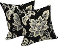 LVTXIII Outdoor Throw Pillows 16x16 Inch, Set of 2 Square Decorative Pillows with Inserts for Patio Furniture, Porch Chair, Garden Sofa, Elegant Vines Black