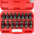 15PCS 3/8" Drive Shallow Universal Impact Socket Set,Swivel Socket Set,Metric Flexible Wobble Sockets, CR-MO,8-22mm, 6 Point