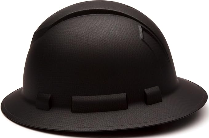 Pyramex Ridgeline Full Brim Hard Hat 4 Point Ratchet Matte Black Graphite Pattern,(Pack of 12)