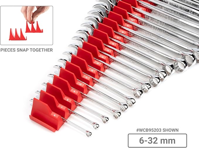 TEKTON Combination Wrench Set, 46-Piece | WCB95303 | (1/4 - 1-1/4 in., 6 - 32 mm), Modular Organizers, Chrome Finish