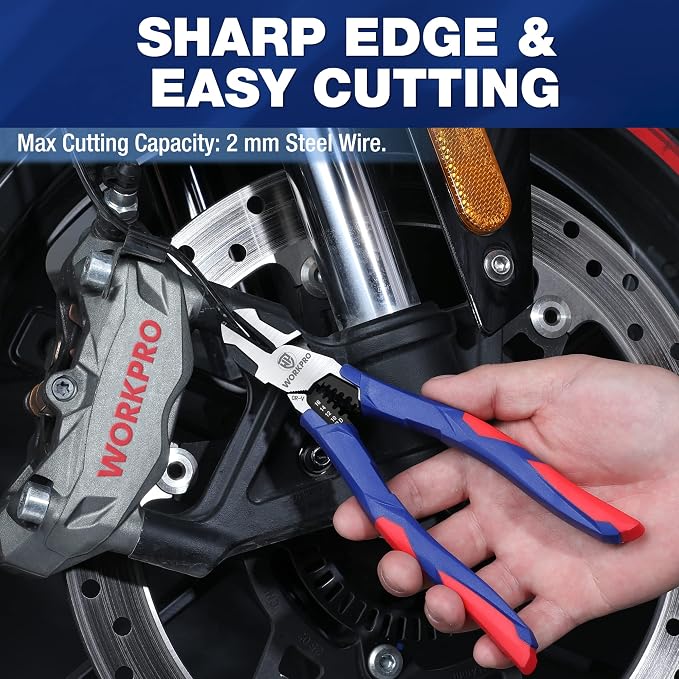 WORKPRO Pliers Set, Premium Cr-V Construction & WORKPRO 7.5 Inch Diagonal Cutting Pliers with Wire Stripper