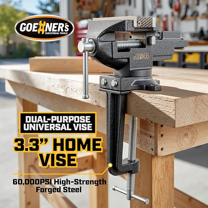 [Upgraded Version] Multi-Purpose Bench Vise 3.3", Table Vice For Workbench, Universal Clamping Vise With Heavy Duty Cast Iron, Multi-Jaw, Swivel Base, Easy Adjustment for Woodworking (3.3 Inch)