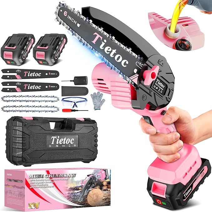 Tietoc Mini Chainsaw 6-Inch with 2 Batteries, Electric Saw, Stocking Stuffers Christmas Birthday Gifts Present for women mom wife Adults, Cool Gadgets 2026
