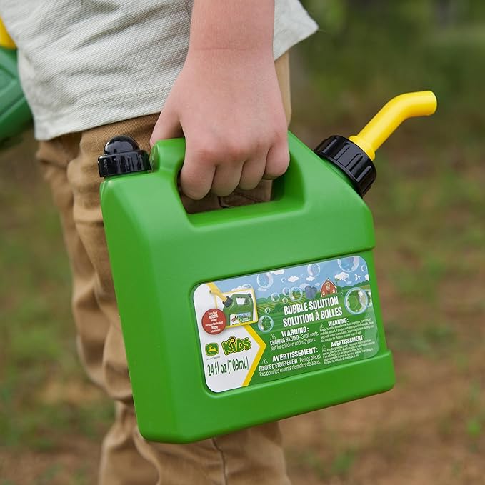 John Deere Bubble Can 24oz Bubble Bottle with Pouring Spout, Outdoor Summer Fun, Bubble Refill
