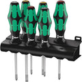 Wera 05105622001 335/350/355/6 Screwdriver set Kraftform Plus Lasertip and rack, 6 pieces
