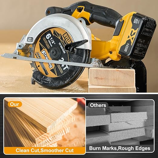 6-1/2 Inch Circular Saw Blade, 24T for Framing with 5/8" Arbor, Fast Wood Cutting, 10-Pack