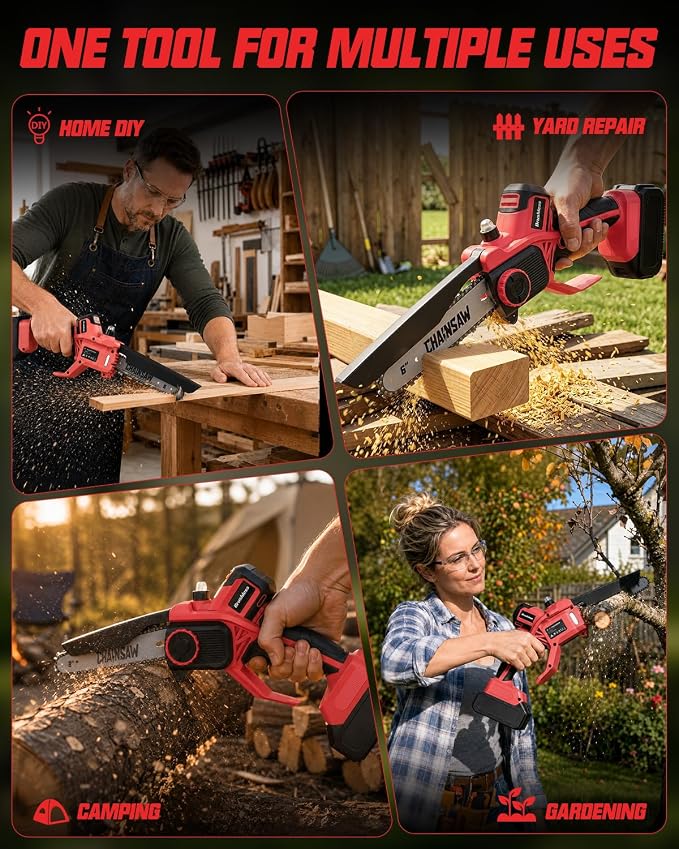 Brushless Mini Chainsaw Compatible with Milwaukee M18 18V (Tool Only) | Cordless Chain Saw for Branch Cutting, Tree Trimming, Shrub Trimming, Small Logs, Garden, Orchard, Yard Cleanup, Dad Gifts