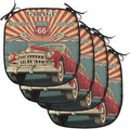 Lunarable Americana Chair Cushion Pads Set of 4, Vintage Garage Artwork with a Nostalgic Car Illustration Retro Vibes Route 66 Print, Anti-Slip Seat Padding for Kitchen & Patio, 16"x16", Teal
