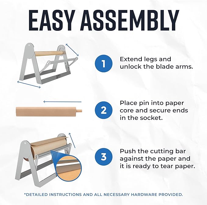 Bryco Goods - 18 Inches All Paper Roll Dispenser and Cutter Made of Heavy-Duty Steel Frame & Sharp Blade. Holds, Dispenses & Cuts. Wall Mountable & Non-Slip Tabletop. Ideal Butcher Paper Dispenser