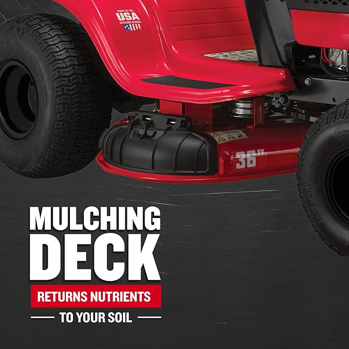 CRAFTSMAN 36" Gas Riding Lawn Mower with 11.5 HP* Briggs and Stratton Single-Cylinder Engine, Gas Lawn Tractor with 7-Speed Transmission, Red/Black (13AC77XYA93)