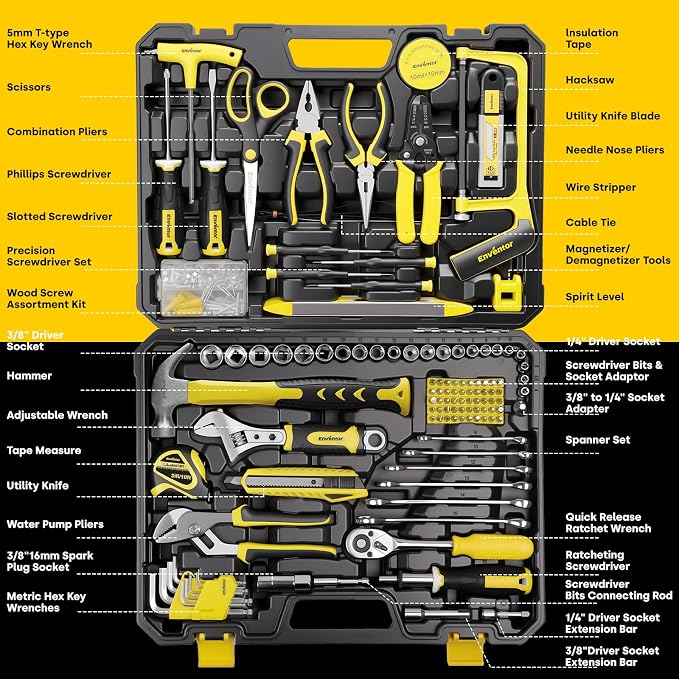 Enventor Tool Set with Molded Storage Case, 220 Pieces