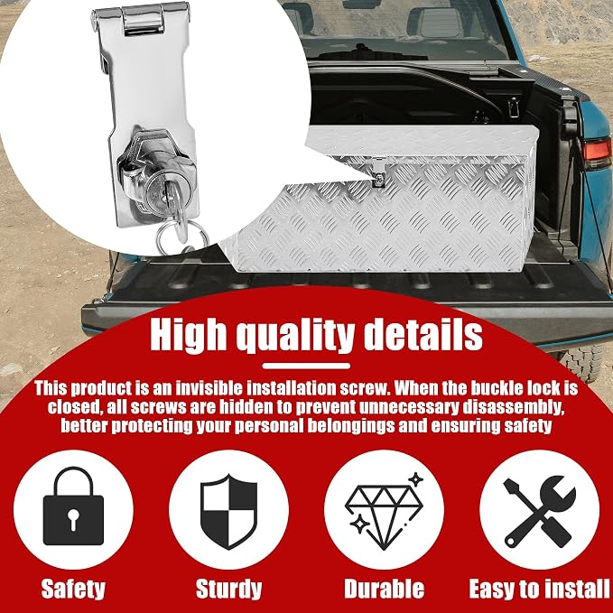 2Pcs Keyed Hasp Locks Twist Knob Keyed Locking Hasp Stainless Steel Chrome Plated Hasp Lock Catch Latch Safety Lock Suitable for Small Doors Cabinets Silver