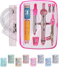 Mr. Pen- Geometry Set, 13 pcs, 3 Metal Compasses, Protractor, 6" Ruler, 45° & 30°/60° Set Squares, Pencils, Lead Refills, Sharpener & Eraser for Math, Drafting & Classroom Use