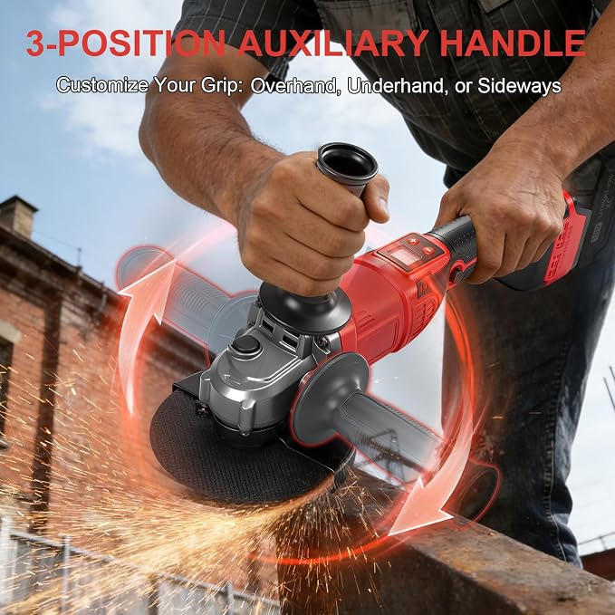 2-in-1 Cordless Angle Grinder & Circular Saw for Milwaukee M18 18V Battery | No Battery, 4-1/2" to 5", 180° Rotating Head, 3-Speed with LED Display, 9300RPM Brushless for Cutting, Grinding, Polishing