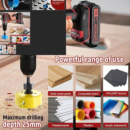 12-Piece Hole Saw Kit, Includes 8 Sizes (3/4" to 2-1/2"), Arbors, Drill Bits, and Hex Key, Ideal for Softwood, Plywood, and PVC（Yellow）