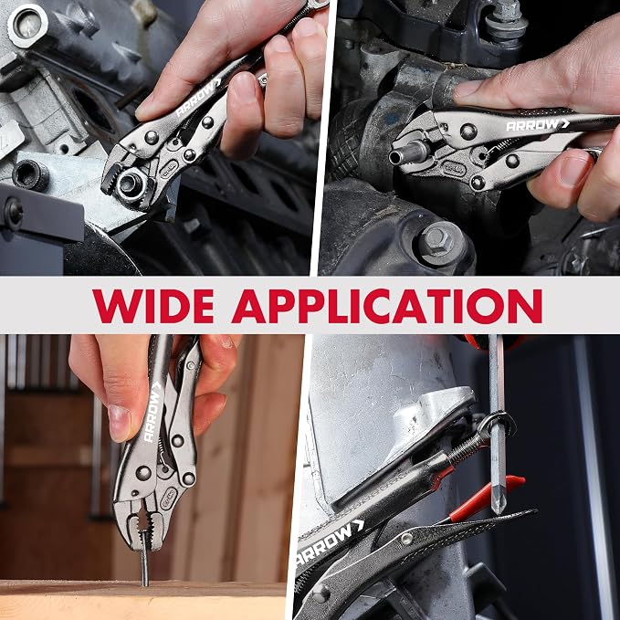 ARROW 5" Curved Jaw Locking Pliers with Screw Extractor