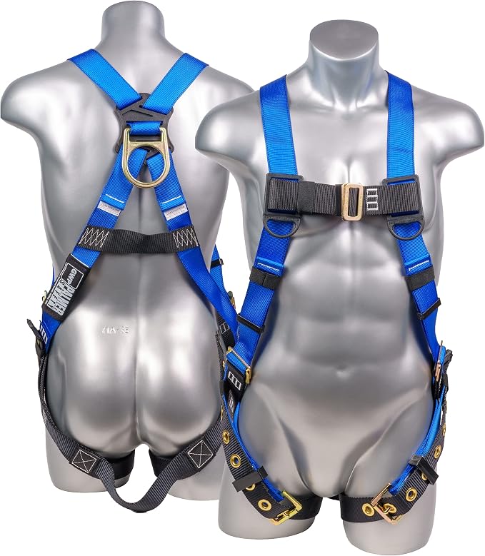 Construction Harness 5 Point Adjustment, Back D-Ring, Grommet Legs, Multiple Styles I OSHA ANSI Compliant