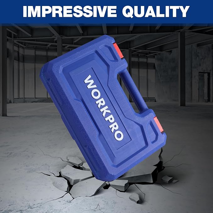 WORKPRO 19 Piece Extra Long Hex Bit Socket Set, Premium S2 Bits | 3/8 Inch Drive Bit, S2 Steel Long Allen Star Bits, CR-V Sockets, Storage Case, Use for Auto Repairing DIY Project
