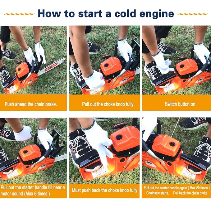SUPMIXTOOLS 62cc Gas Chainsaw 20 Inch Gas Powered Chainsaws 2-Cycle Petrol Handheld Gasoline Chain Saw Power Saws for Cutting Wood Tree Trimming