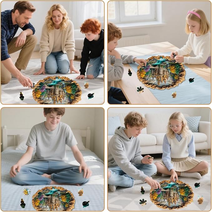 MEATRN Castle 500 Pieces Wooden Puzzles for Adults - Majestic Autumn Castle Landscape Jigsaw Puzzles, Premium Stress Relief Brain Teaser & Premium Decorative Gift, 16.4x16.5 in