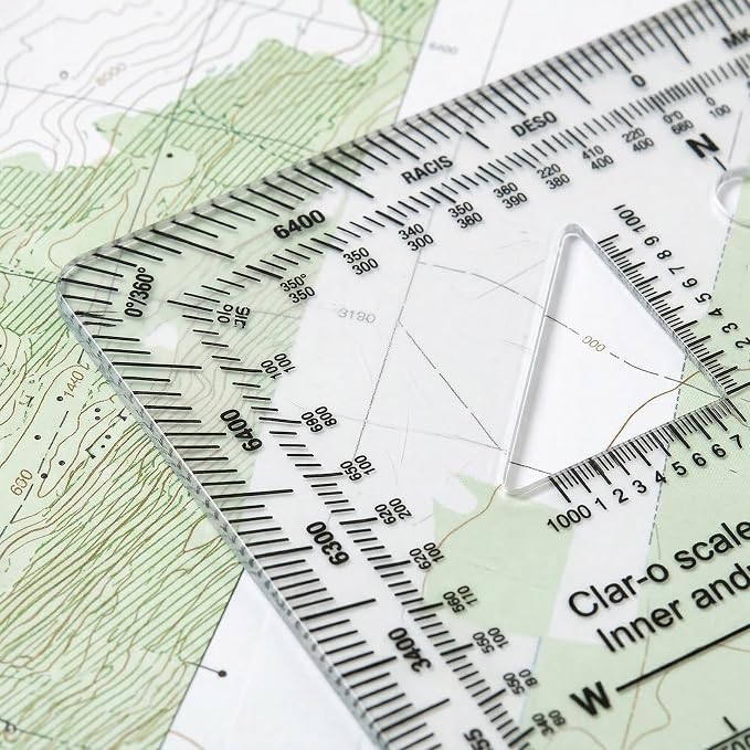 5-Inch Military Map Protractor, UTM/MGRS Coordinate Scale for Land Navigation, Grid Coordinate Reader and Map Reading Tool, 5 x 5 Inches
